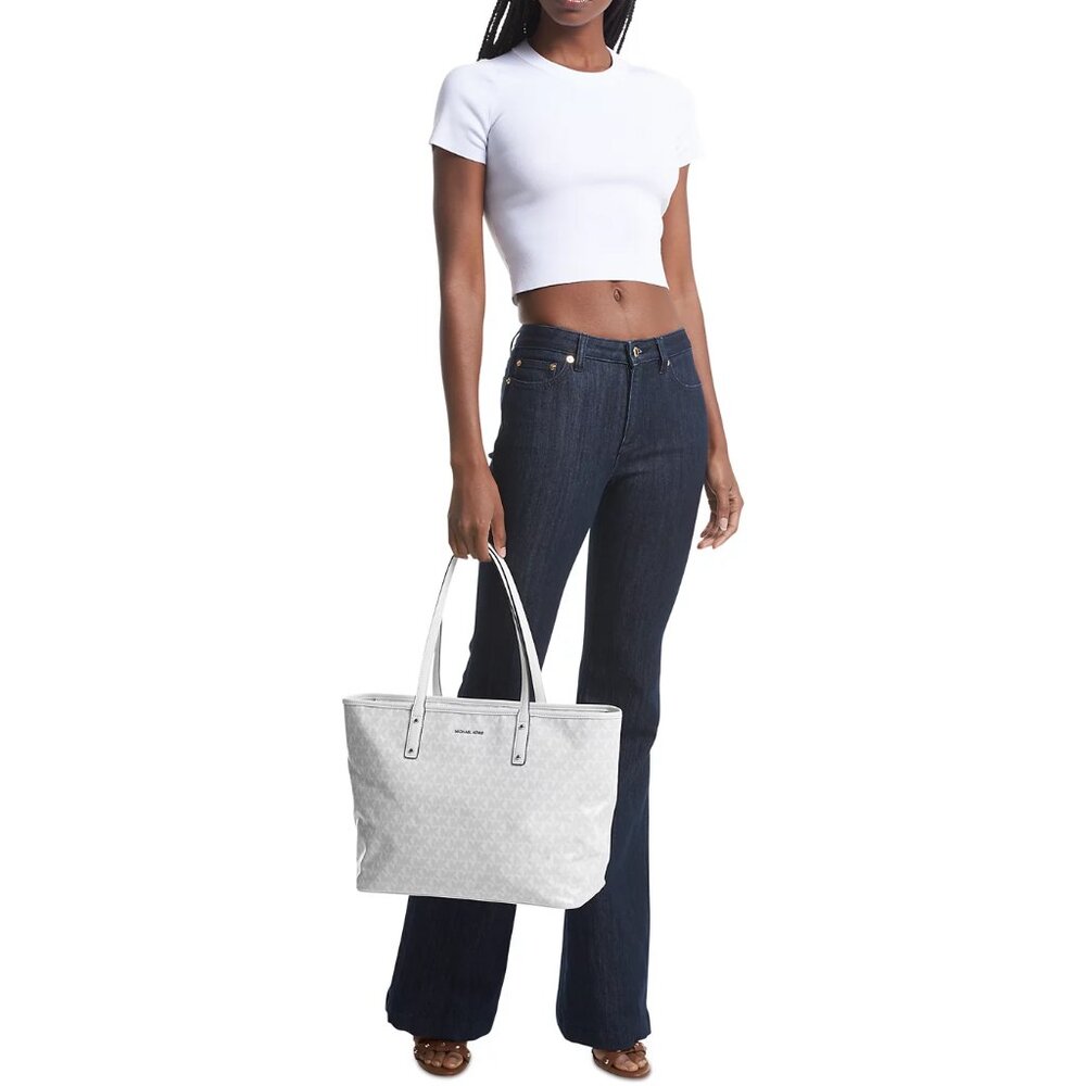 MICHAEL KORS Logo Carter Large Top Zip Tote Bag - Geranium - Picture 5 of 6